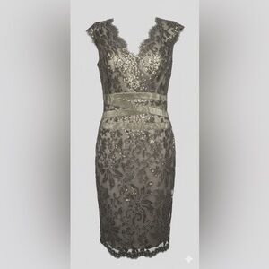 Tadashi Shoji Sequin Lace V-Neck Cocktail Dress